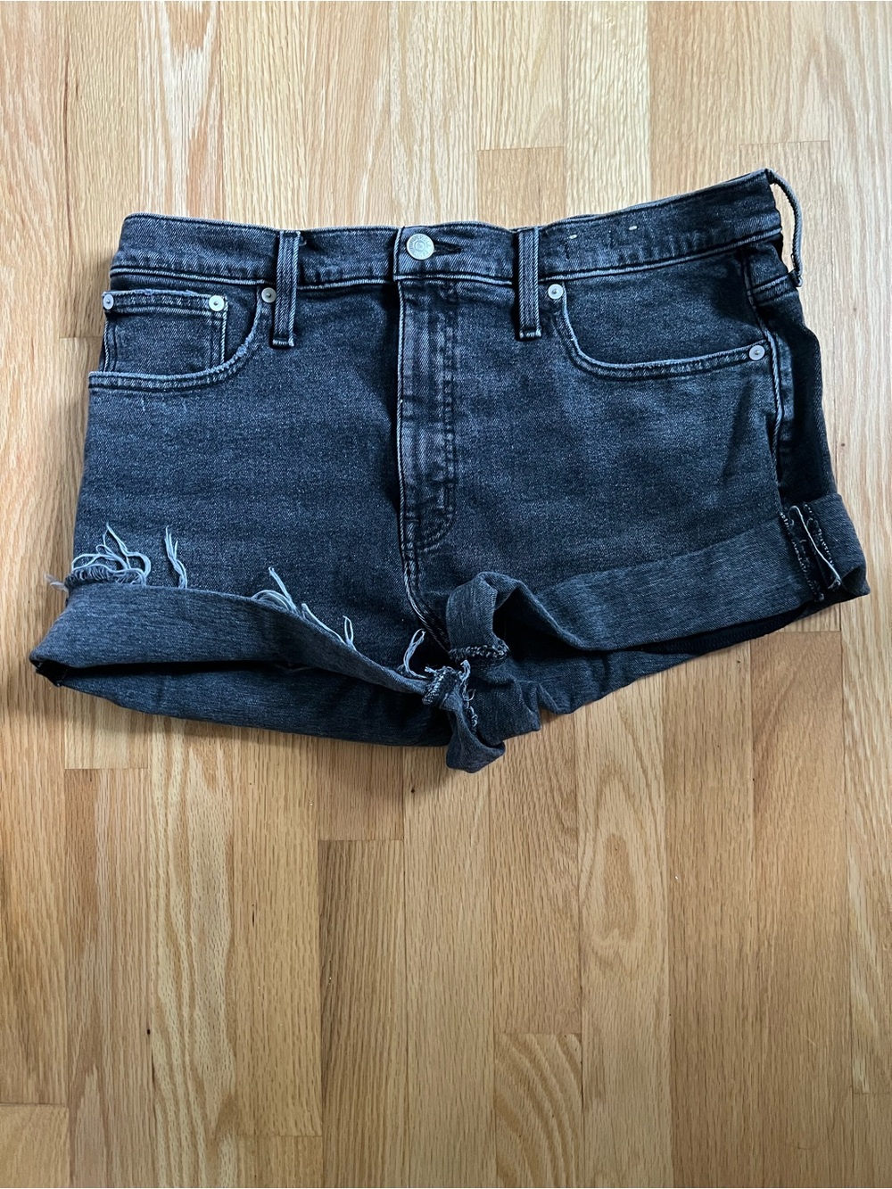 Madewell Black Rolled Cuff Denim Shorts